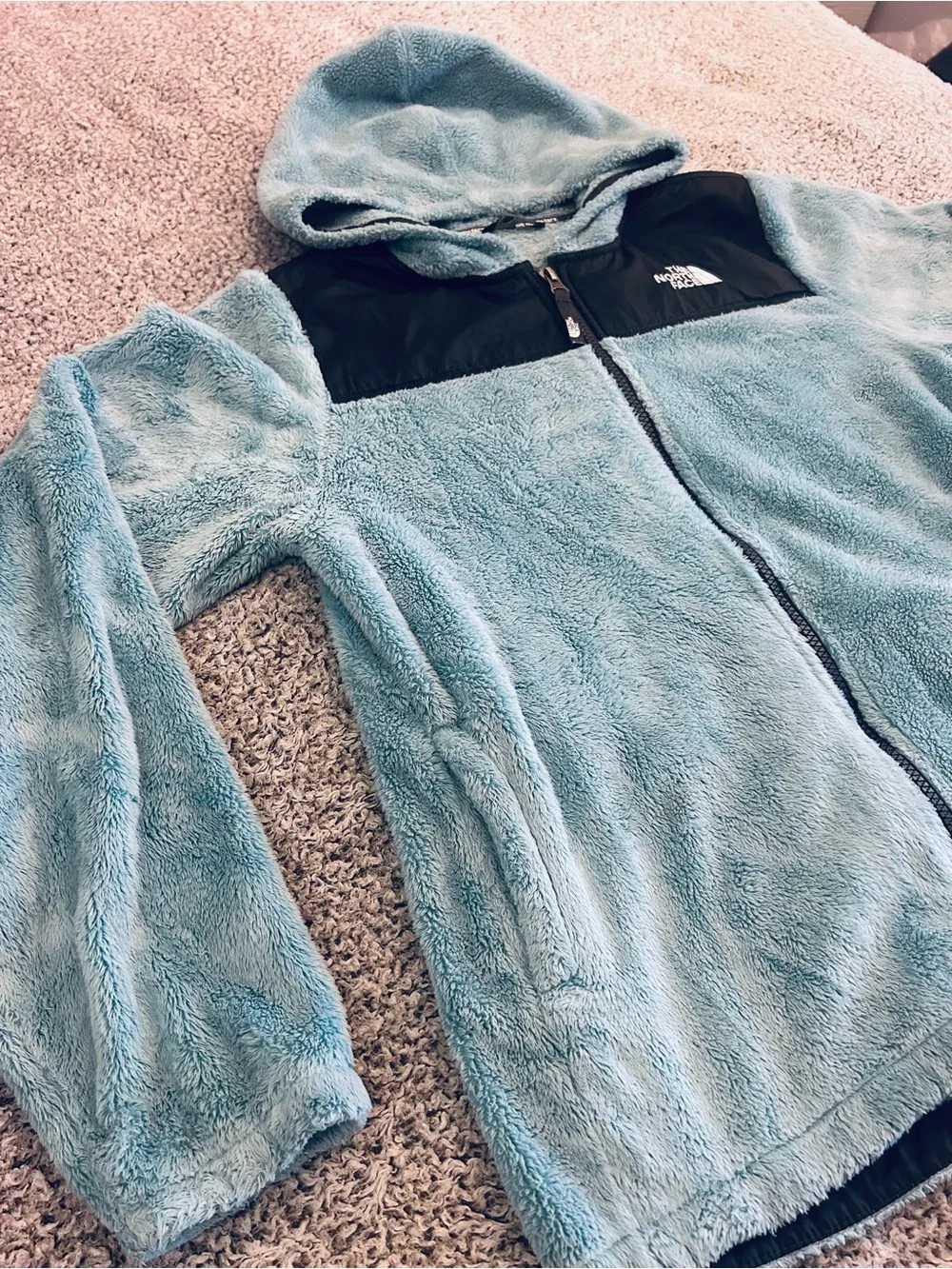 The North Face Girls Blue Teal Oso Full Zip Hooded Fleece Jacket X-Large (18)